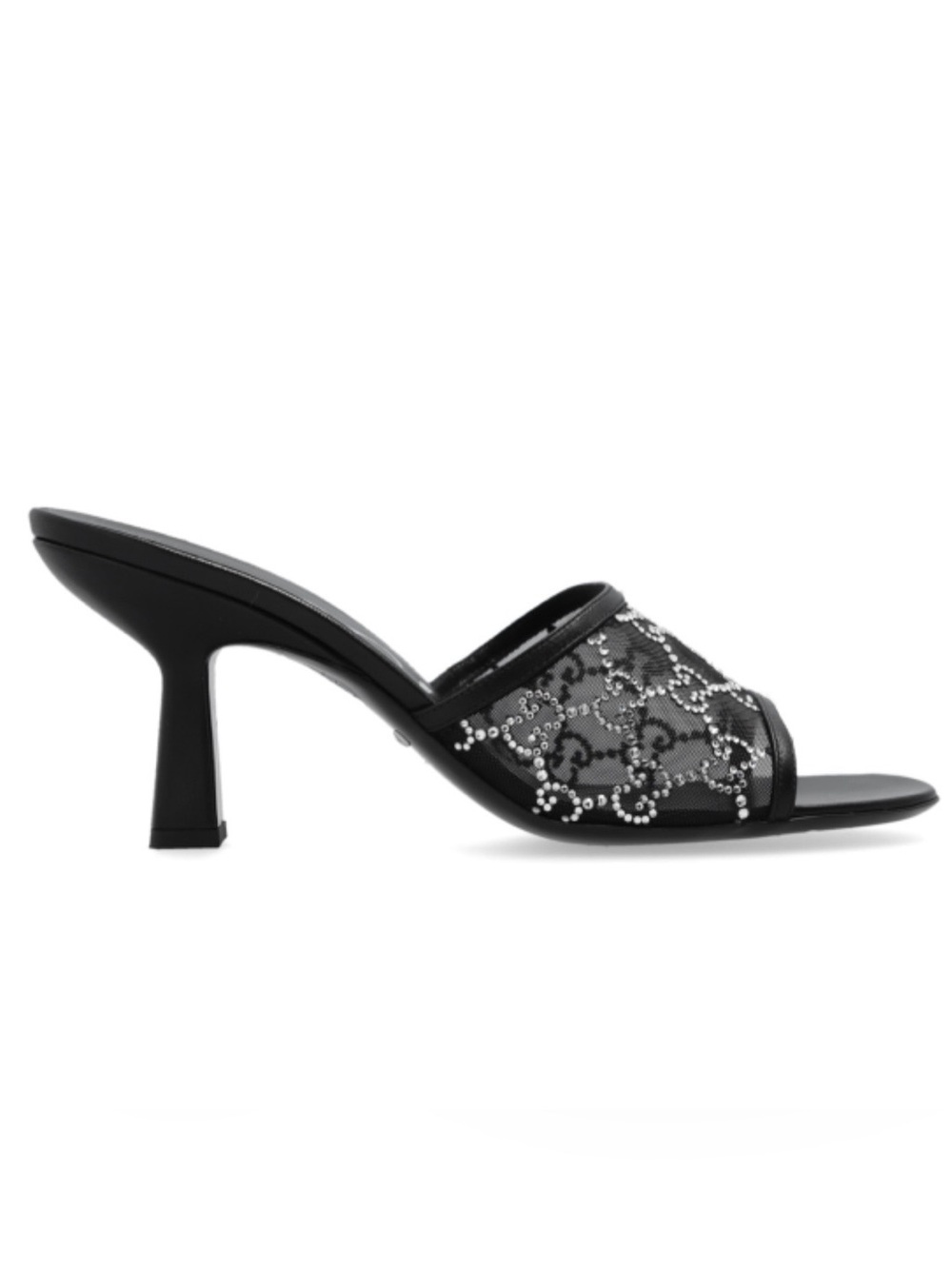GUCCI GG logo crystal mesh heels sandals slippers